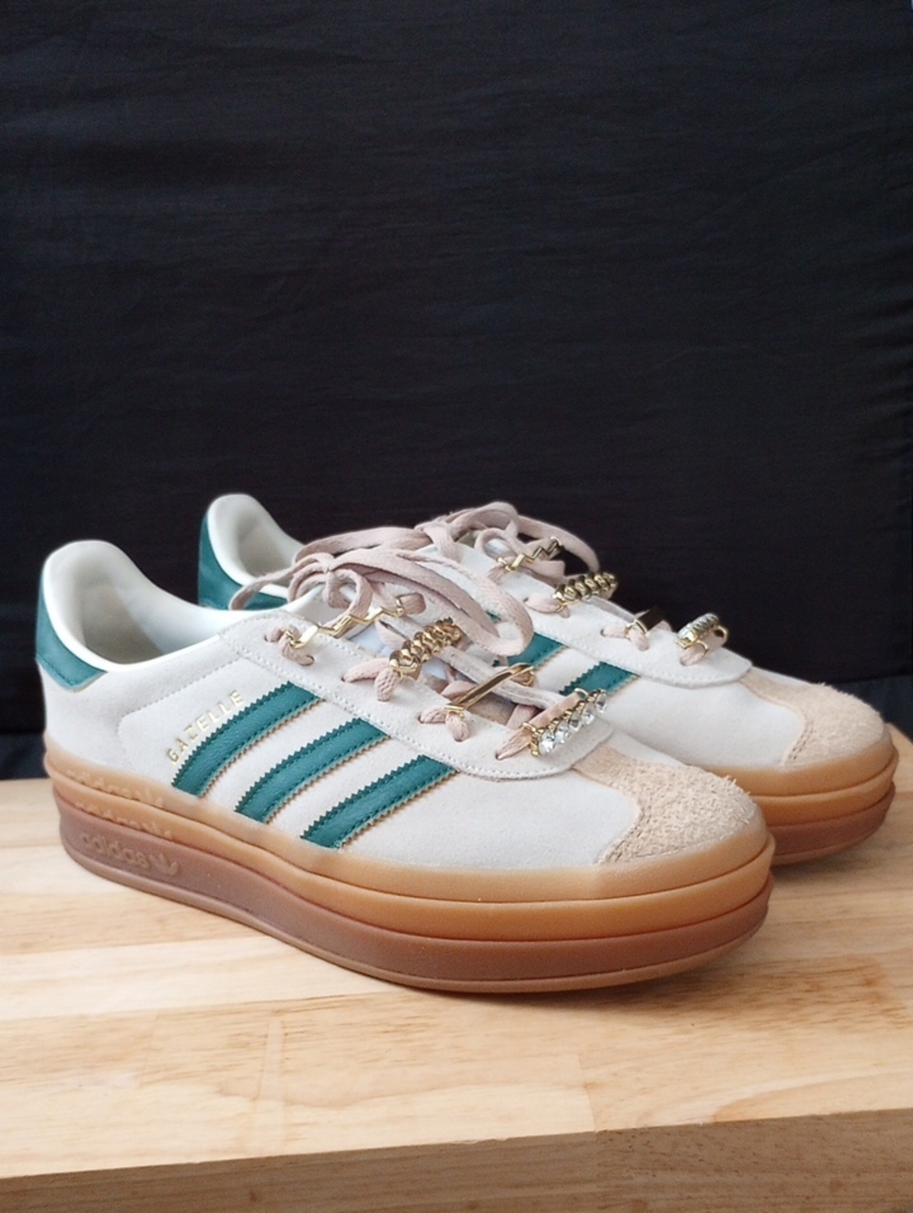 adidas Women's Beige & Teal Platform Sneakers with Gum Sole
